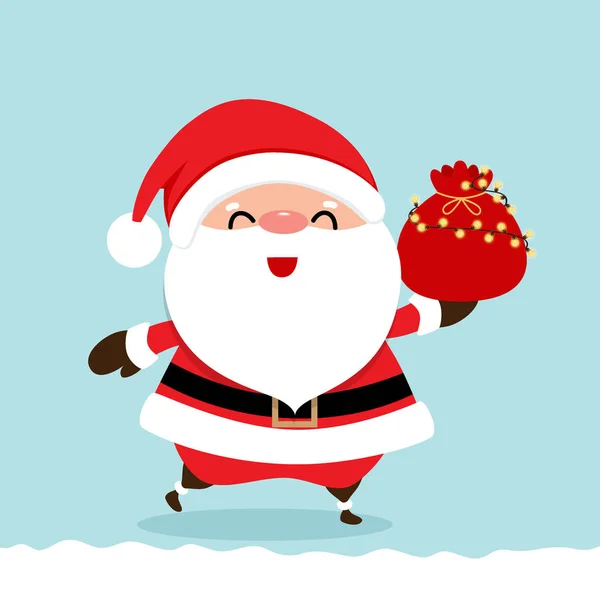 Tarjeta de felicitación de Navidad con Navidad Santa Claus, vector illus — Vector de stock