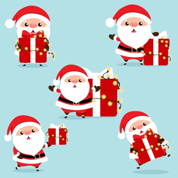 Tarjeta de felicitación de Navidad con Navidad Santa Claus, vector illus — Vector de stock