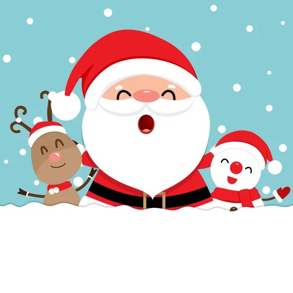 Рождественские открытки с Санта-Клаусом, оленями и — стоковый вектор