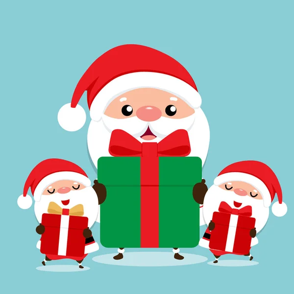 Feriado Natal cartão de saudação com Papai Noel. Vector illustr — Vetor de Stock