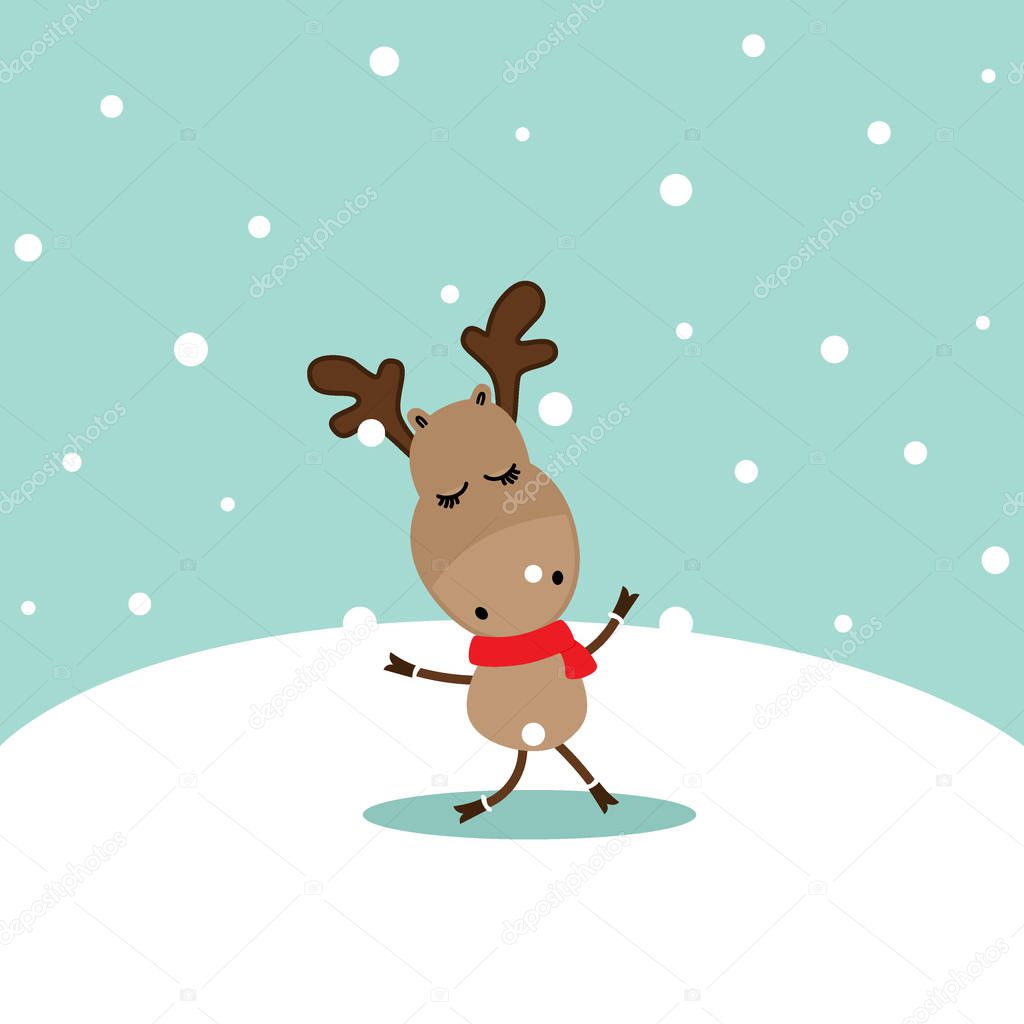 Holiday Christmas background with Reindeer. Vector illustration