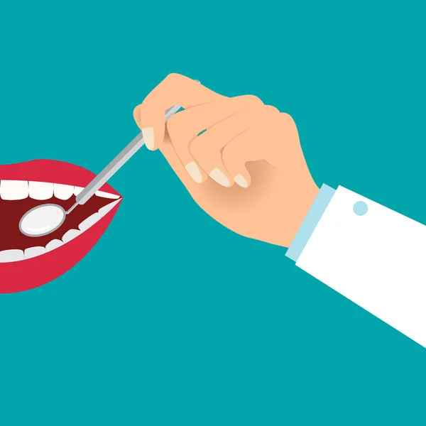 歯医者は歯の道具を持っている 歯の概念 歯医者の経歴 ベクターイラスト — ストックベクタ