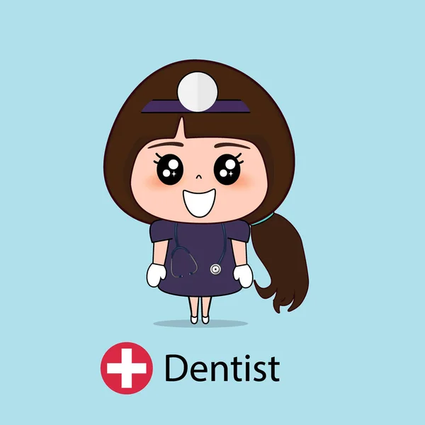 Dentiste Personnage Bande Dessinée Dentiste Design Travailleur Médical Concept Médical — Image vectorielle