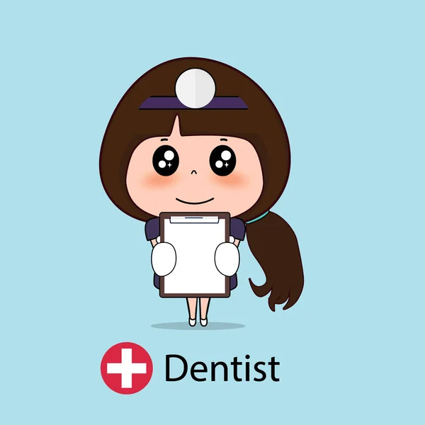 Dentista Desenho Dos Desenhos Animados Dentista Médico Trabalhador Conceito Médico —  Vetores de Stock