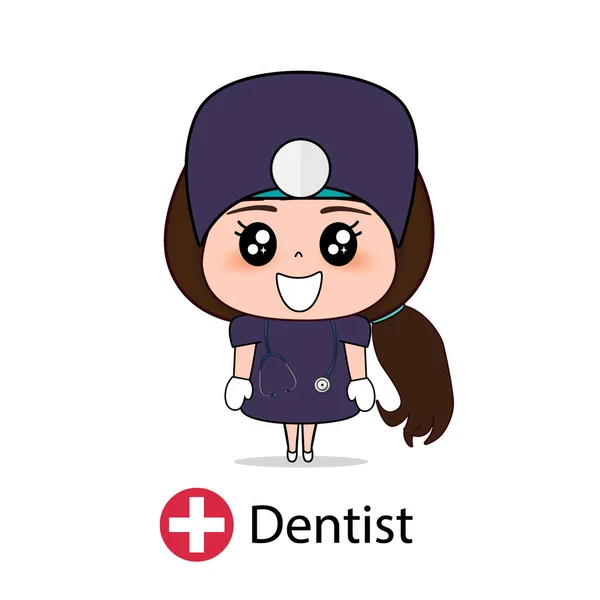 Diş Hekimi Çizgi Film Karakteri Dişçi Tasarımı Tıp Çalışanı Tıbbi — Stok Vektör