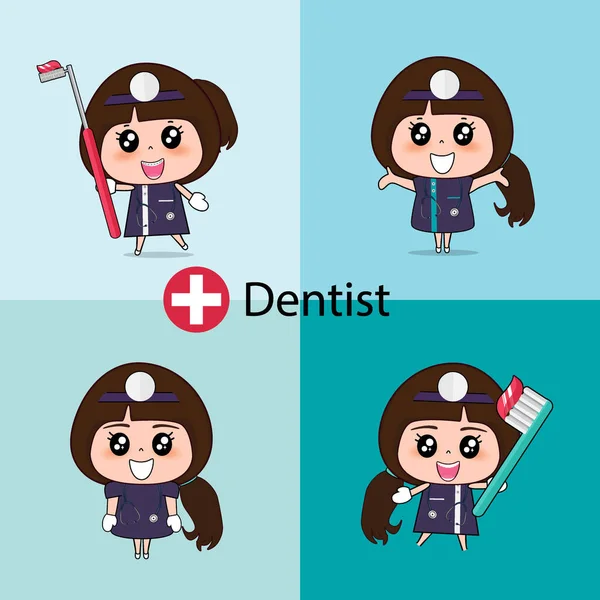 Zahnarzt Zeichentrickfigur Dentist Design Medizinisches Fachpersonal Medizinisches Konzept Vektor Illustrationsdesign — Stockvektor