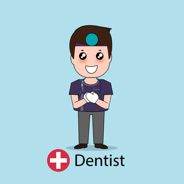 Dentista Personaje Dibujos Animados Diseño Dentista Trabajador Médico Concepto Médico — Vector de stock