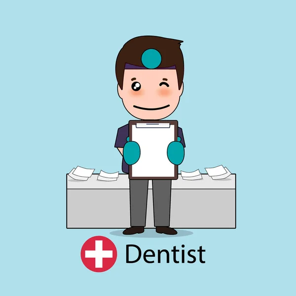 Dentiste Personnage Bande Dessinée Dentiste Design Travailleur Médical Concept Médical — Image vectorielle