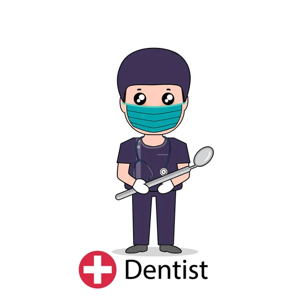 歯科医 漫画のキャラクター歯科設計 医療従事者 医療の概念 ベクターイラストデザイン — ストックベクタ