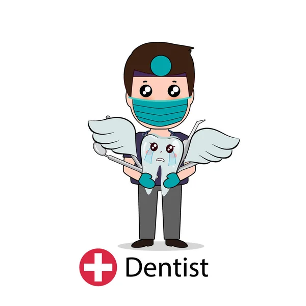 Dentiste Personnage Bande Dessinée Dentiste Design Travailleur Médical Concept Médical — Image vectorielle