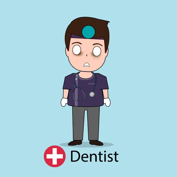 Dentista Desenho Dos Desenhos Animados Dentista Médico Trabalhador Conceito Médico — Vetor de Stock