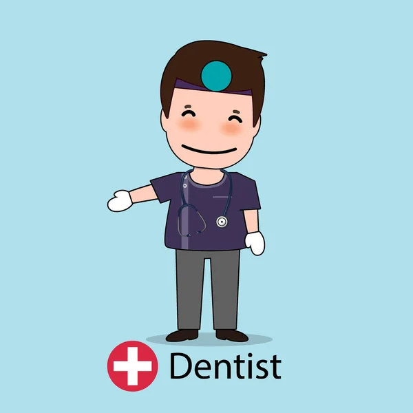 Dentiste Personnage Bande Dessinée Dentiste Design Travailleur Médical Concept Médical — Image vectorielle