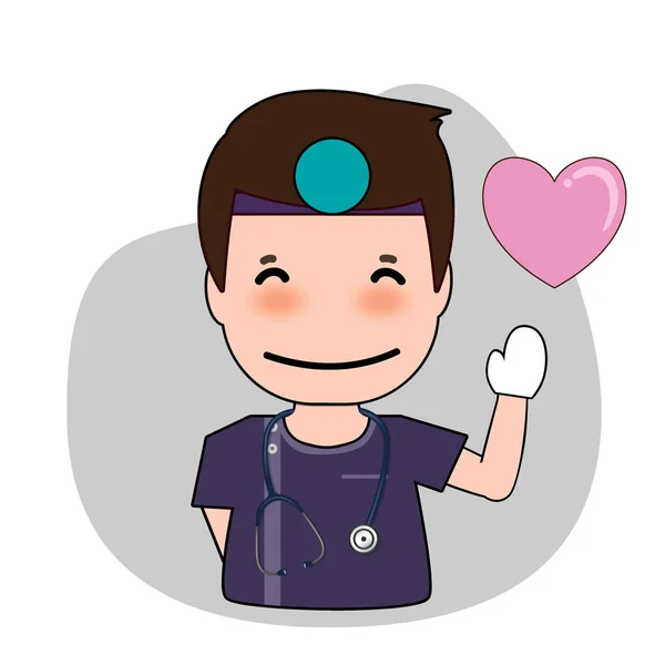 Dentista Con Corazón Personaje Dibujos Animados Diseño Dentista Trabajador Médico — Vector de stock