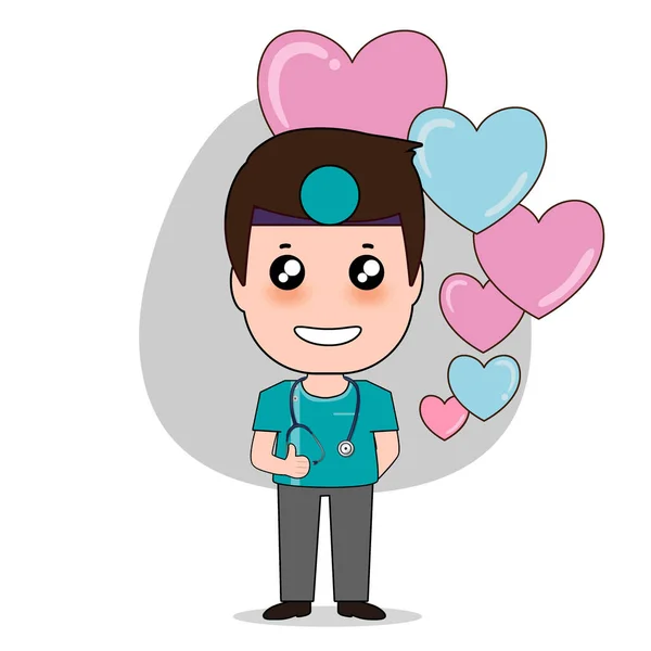 Dentista Con Corazón Personaje Dibujos Animados Diseño Dentista Trabajador Médico — Vector de stock