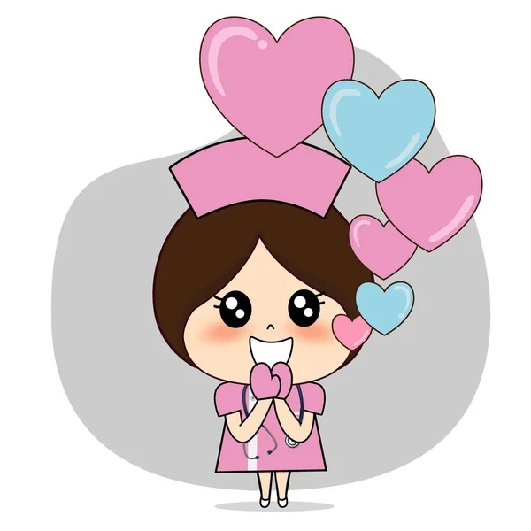Nurse Heart Cartoon Character Nurse Design Medical Worker Medical Concept — Stock Vector