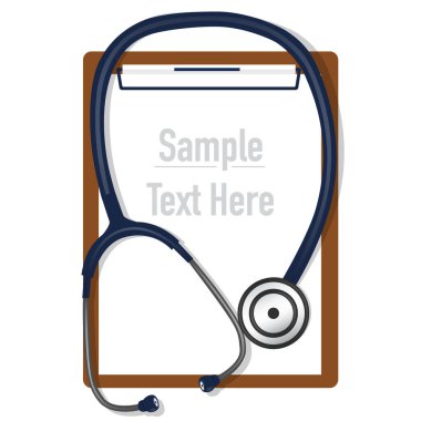 Stetoskop ve tıbbi geçmişi olan bir doktor. Vektör illüstrasyonu.