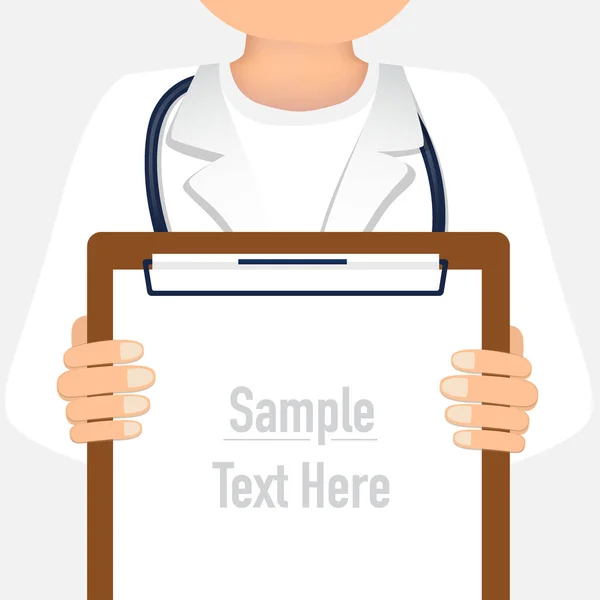 Doctor Sosteniendo Portapapeles Médico Ilustración Vectorial Concepto Salud Formación Médica — Vector de stock