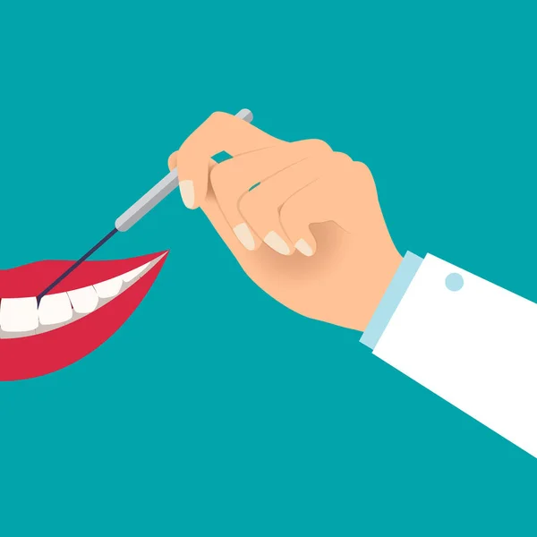 Dentista Tem Instrumento Dentário Conceito Dentário Antecedentes Dentários Ilustração Vetorial — Vetor de Stock