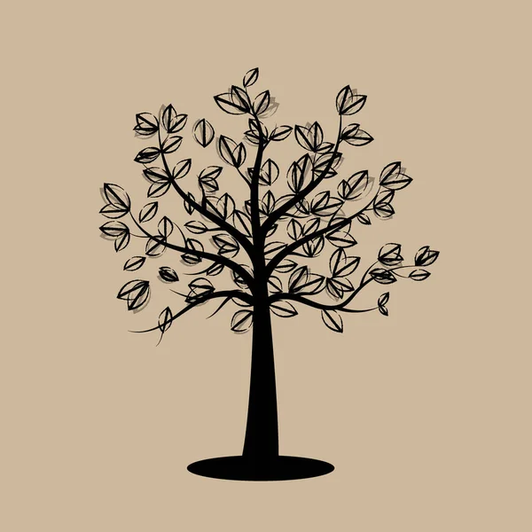 Siluetas Árbol Árbol Abstracto Ilustración Vectorial — Vector de stock