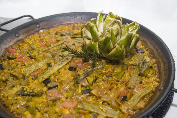 Mediterrán paella, zöldségekkel — Stock Fotó