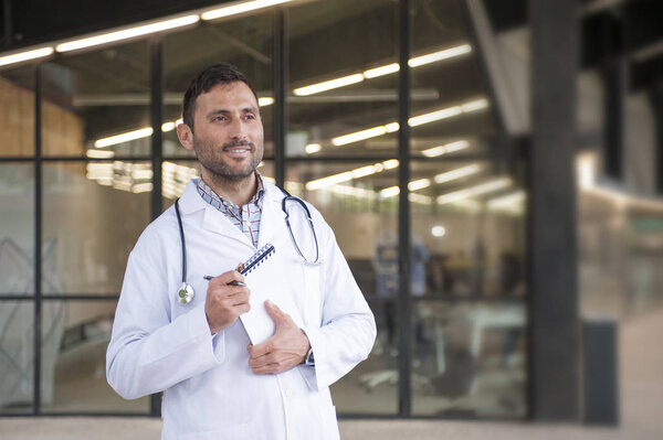 handsome doctor in a medical center