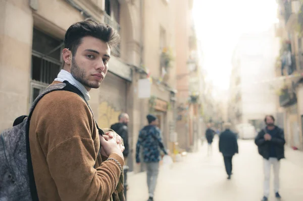 Handsome Young Man Walking Street — Stock Photo, Image