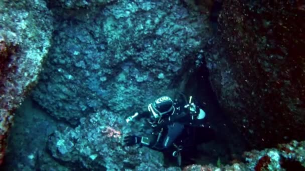 Mergulho no Mar Mediterrâneo - Mergulhador — Vídeo de Stock