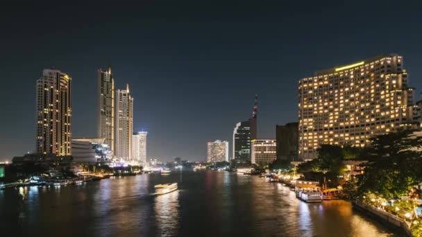 Tailandia Bangkok Vista Del Río Transporte Acuático Los Barcos Navegan — Vídeos de Stock