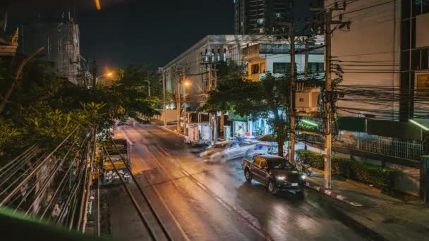 Timelapse Της Κυκλοφορίας Αυτοκινήτων Μαρμελάδες Ένα Πολυσύχναστο Δρόμο Road Bangkok — Αρχείο Βίντεο