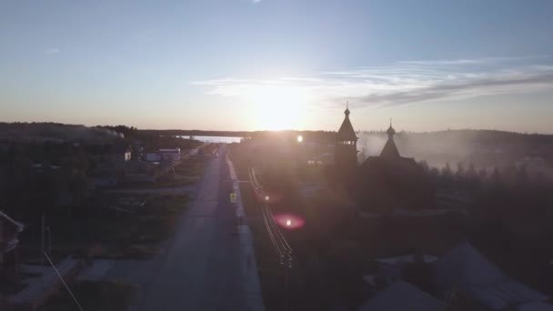 Kristna Träkyrka Byn Salym Ural Khanty Mansiysk Regionen Ortodoxa Kyrkan — Stockvideo