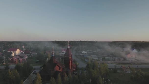 Igreja Madeira Cristã Aldeia Salym Nos Urais Região Khanty Mansiysk — Vídeo de Stock