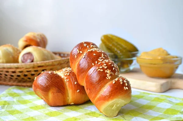 Homemade muffins with sausage — Stock Photo, Image