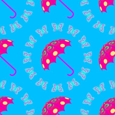 Sarı kelebek ile pembe şemsiye 