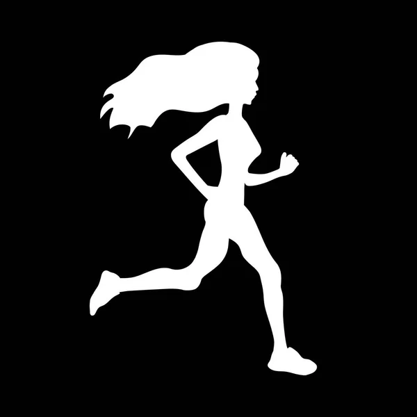Correndo menina branco no fundo preto —  Vetores de Stock