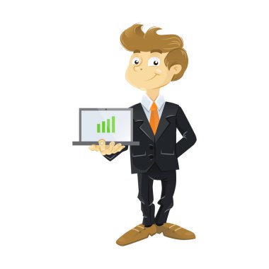 dizüstü bilgisayar ile genç iş adamı