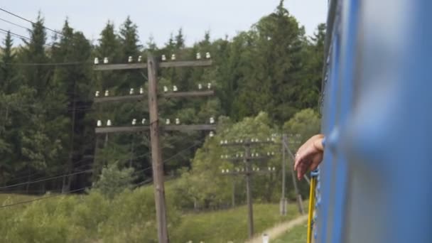 Uitzicht op de prachtige bergen: trein reizen — Stockvideo