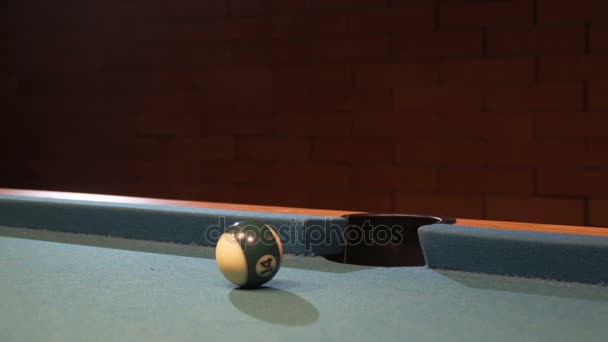 American Pool, the shot ball going in billiard pocket — Stock Video