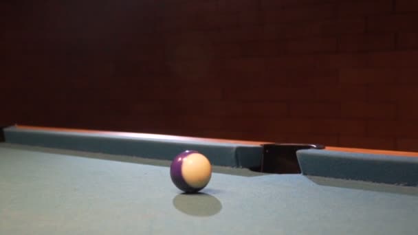 American Pool, the shot nine ball going in billiard pocket. 120fps — Stock Video