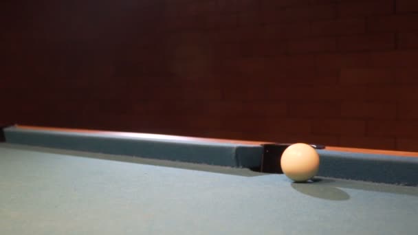 American Pool, the shot eight ball going in billiard pocket. 120fps — Stock Video