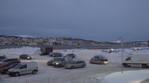 Evening view in the Tromso, Norway — Stock Video