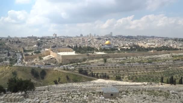 Jerusalem, israel alte stadt an der westlichen mauer und die kuppel des felsens — Stockvideo