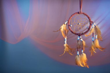 Dreamcatcher rengi kadife arka plan üzerinde