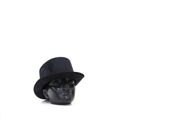 Chapéu na cabeça de manequim preto em branco — Fotografia de Stock