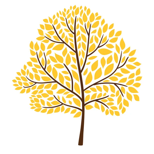 Autumn tree with yellow leaves — Stock Vector