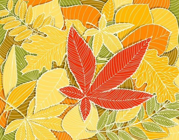 Ilustração do outono com folhas caídas coloridas — Vetor de Stock