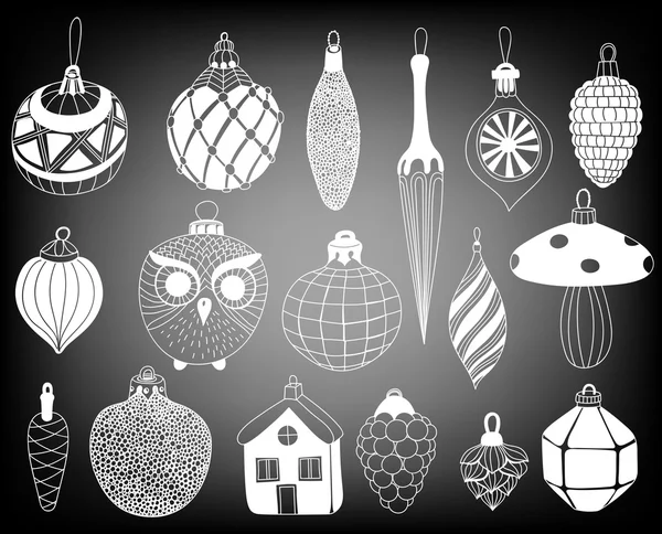 Collection of various Christmas ornaments — Stock Vector