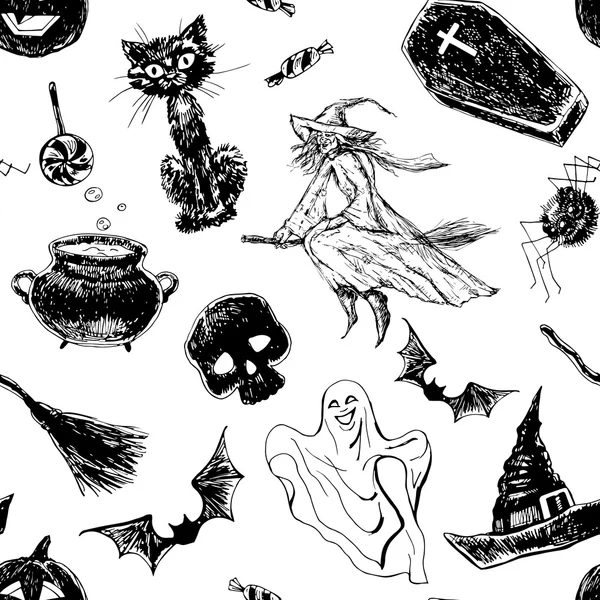 Modèle d'Halloween dessiné à la main — Image vectorielle