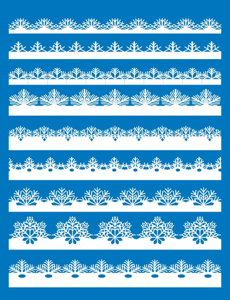 Seamless snowflake borders — Stock Vector