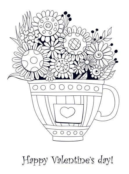 Bouquet of doodled flowers — Stock Vector