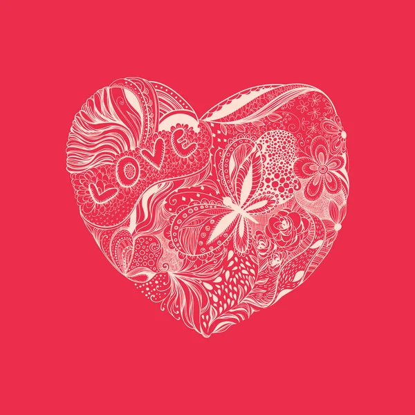 Doodle corazón floral — Vector de stock
